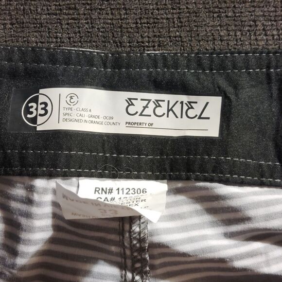 Men's Striped Swim Shorts - Gray and White - Picture 3 of 5